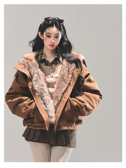 "降落在你怀中" Falling Into You Fleece Jacket - Brown