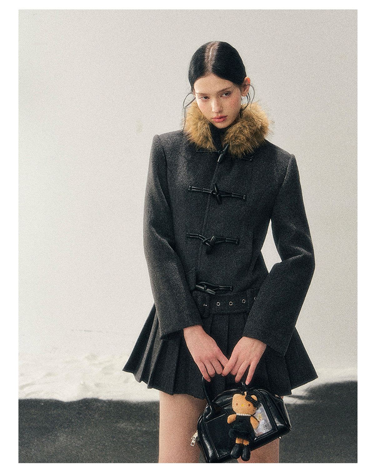 040126 “Winter’s Private Whisper” British Duffle Wool Mid-Length Coat