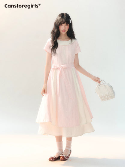 170726C "Sakura Mist Blossom" Pink Floral Doll Collar Dress
