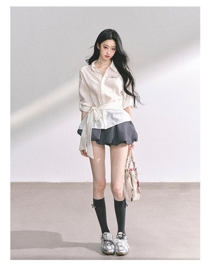 少也眼 "Cheongdam Girls’ Academy" French-Inspired White Sun-Protective Polo Shirt