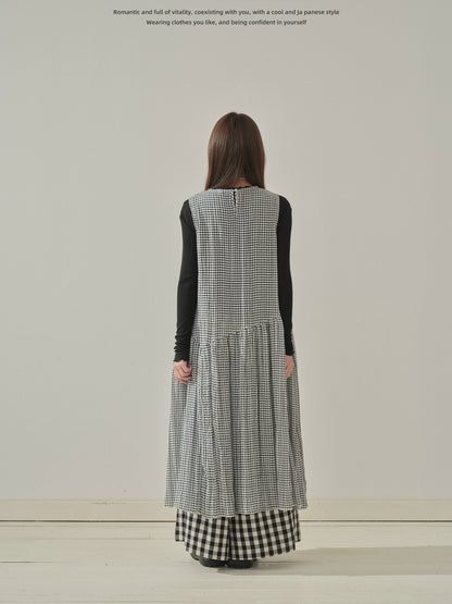 "Heritage Ribbon" Black & White Plaid Plaid Bow Maxi Dress