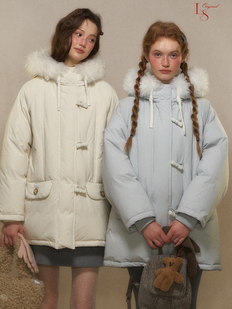 Snow Charm Ivory Toggle Down Coat 1G1101Y115XD