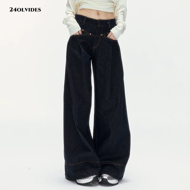24olvides - Low-Rise Flare Jeans with Vintage Stud Details