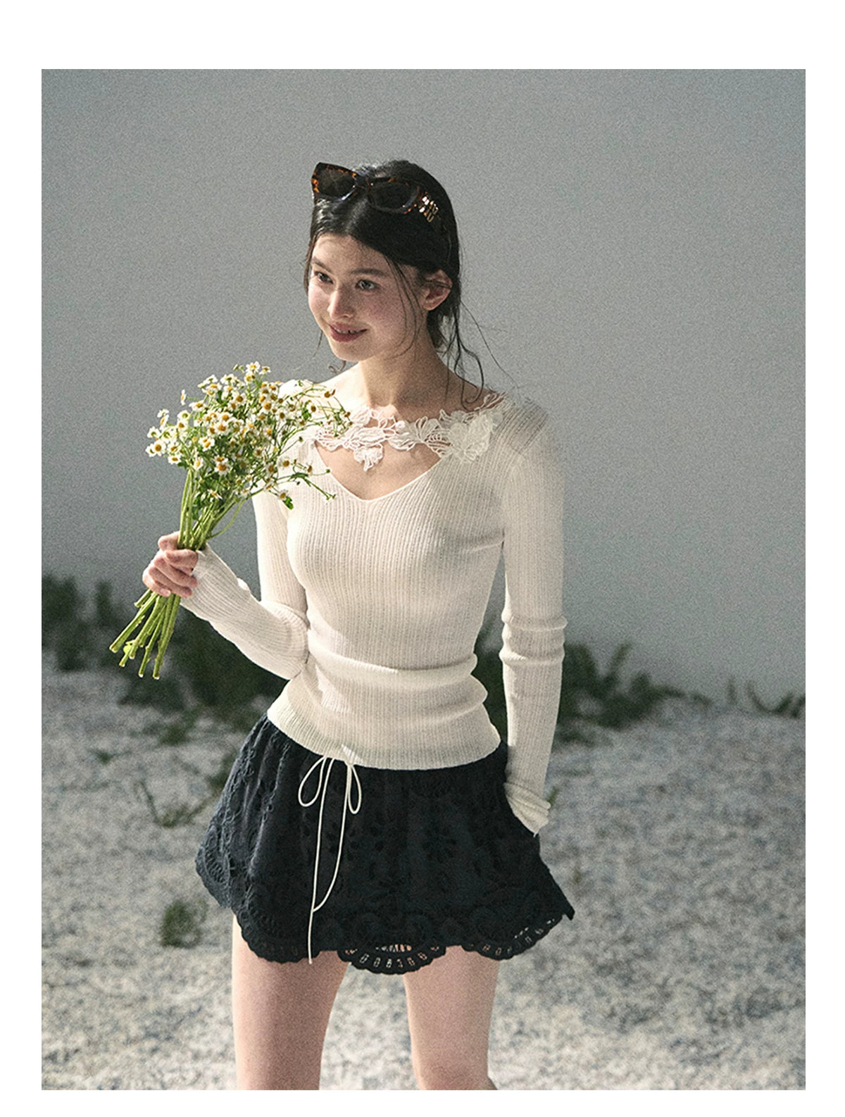 “Lost in Your Embrace” Black Iris Lace Puff Skort