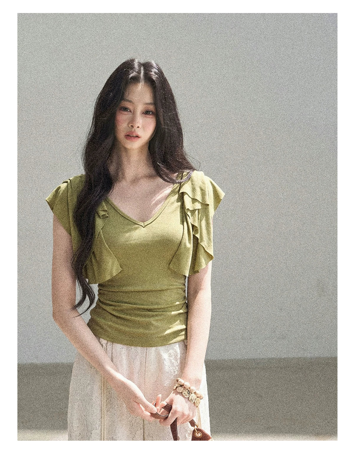 "A Love Letter to Sunlight" Dutch Cream Lace Wide-Leg Pants (With Matching Waist Rope)