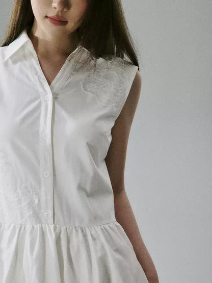 LOST FOREST - White Lyocell-Cotton Tie-Strap Pocket Maxi Dress