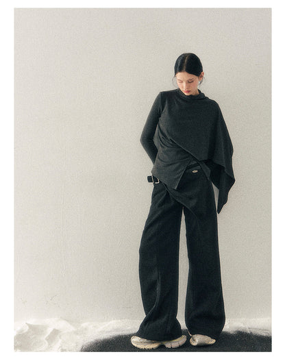 少也眼 "She Outshines the Fireworks" Charcoal Asymmetrical Wrap Top