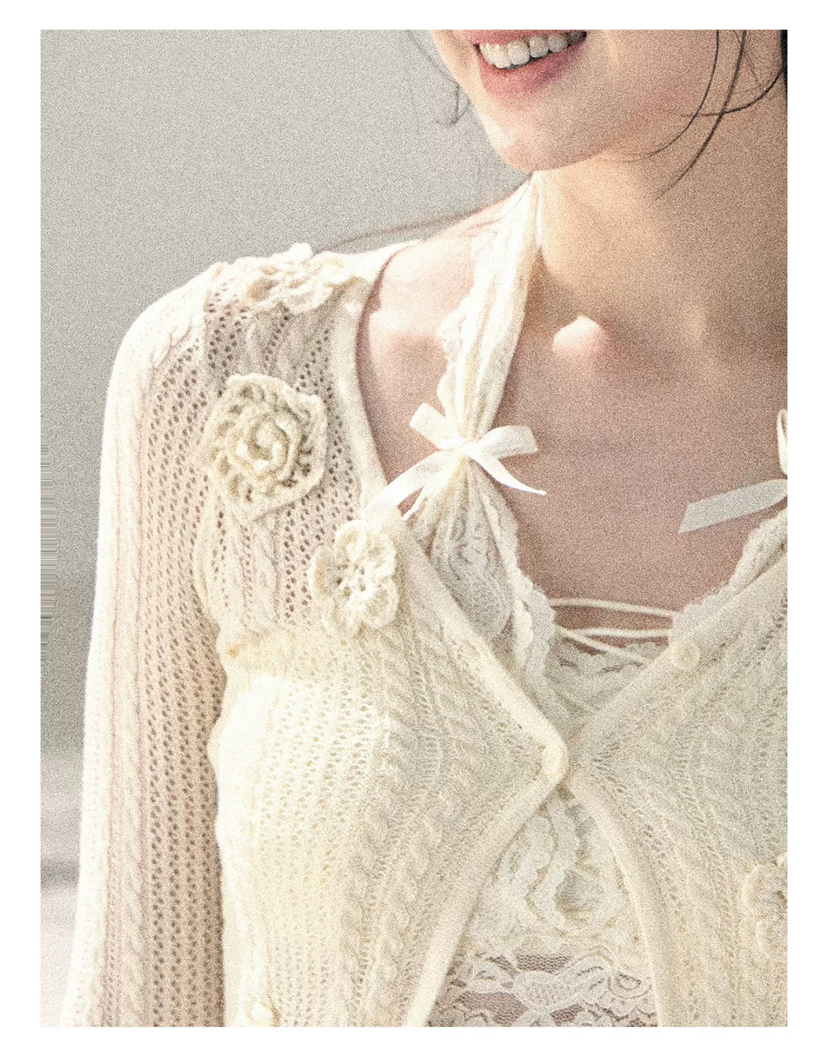 "Moss Whisper" Knit Sun Protection Cardigan & Cami Top