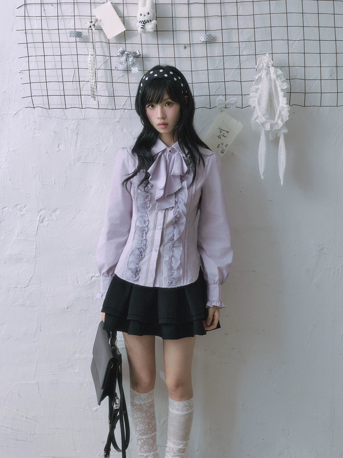 "Royal Lavender" Victorian Layered Collection (Ruffle Shirt / High-Waist Skirt / Mesh Overlay Skirt)