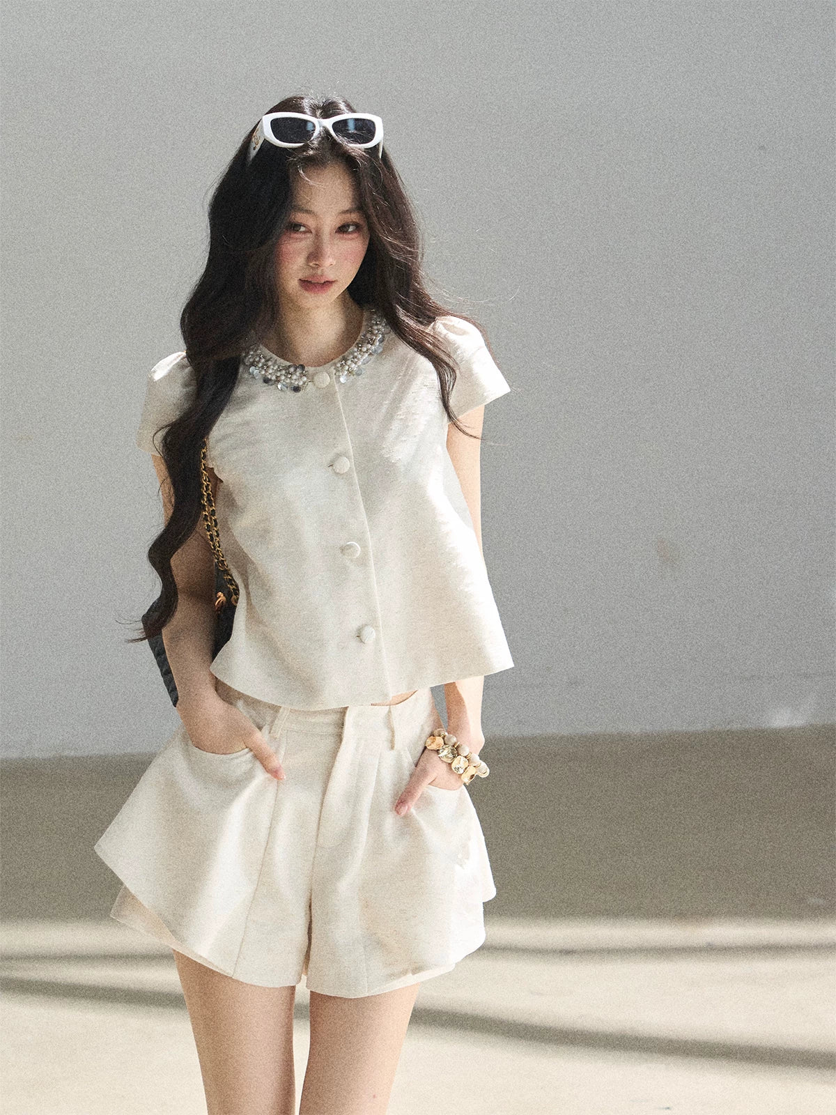 "Summer in the Sunlight" Dutch Cream Tweed Two-Piece Set