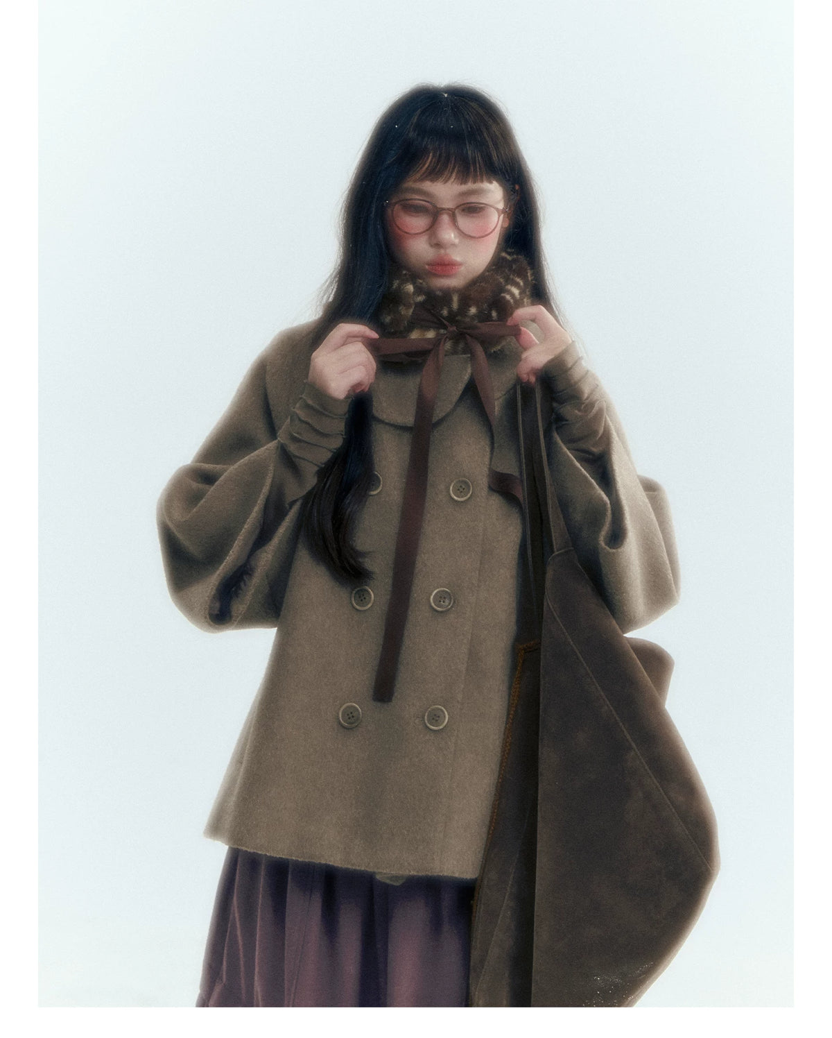 Horridale - Asymmetric Peter Pan Collar Wool-Blend Cape Coat – Oatmeal Beige
