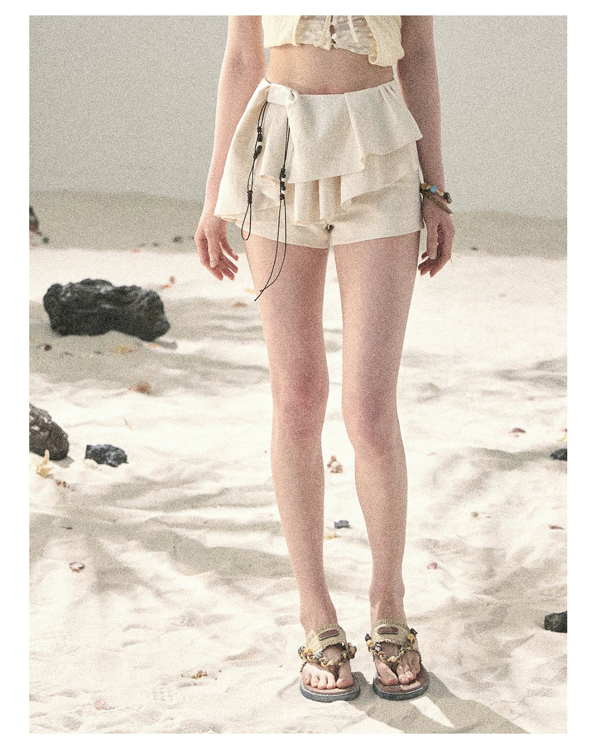 "Layered Petals in Motion" Dutch Cream Ruffle Skort 5324853