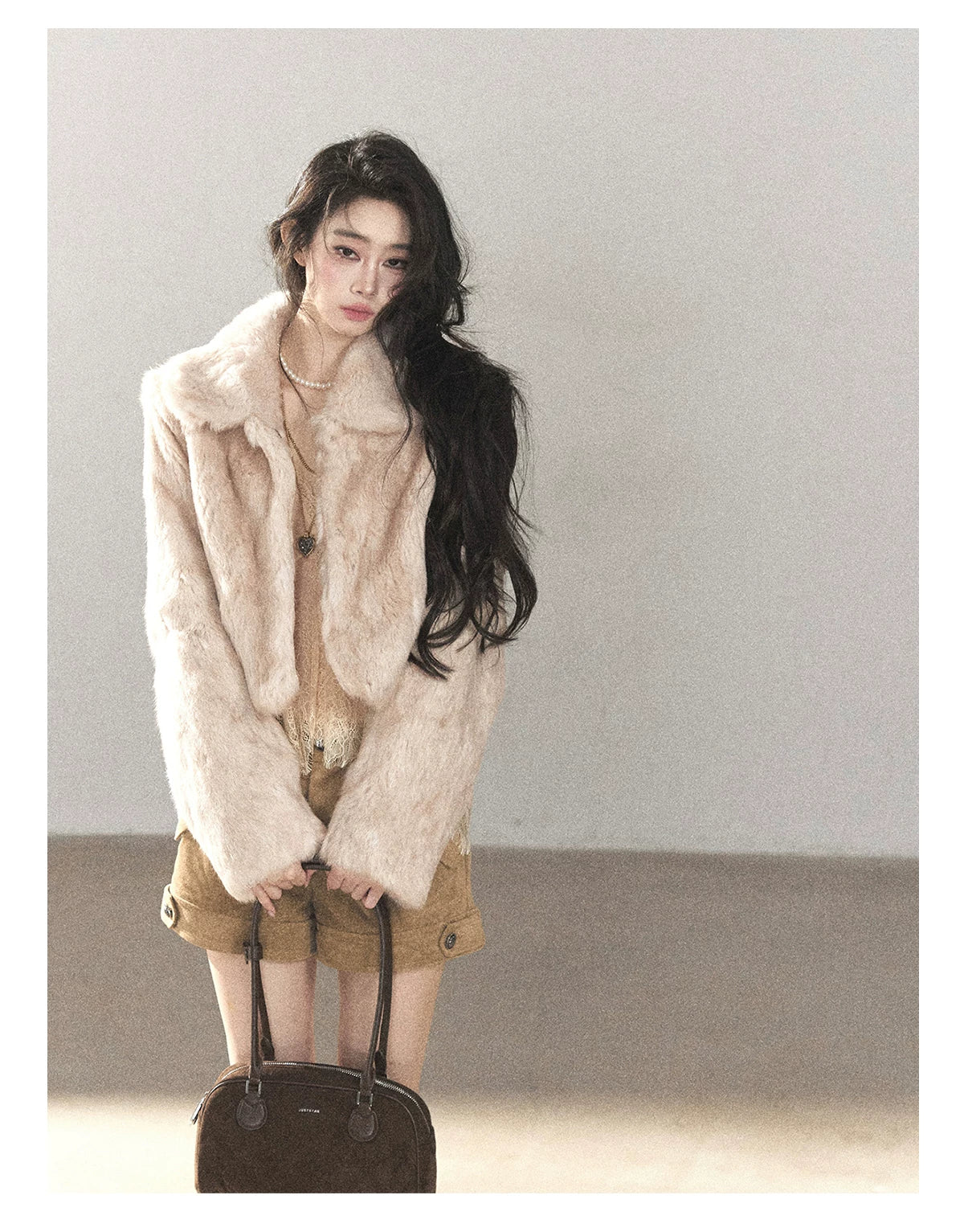 AOMALM - Frosty Lavender Gray Rabbit Fur Jacket