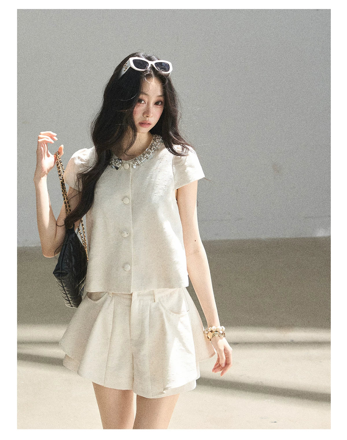 "Summer in the Sunlight" Dutch Cream Tweed Two-Piece Set