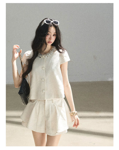 "Summer in the Sunlight" Dutch Cream Tweed Two-Piece Set