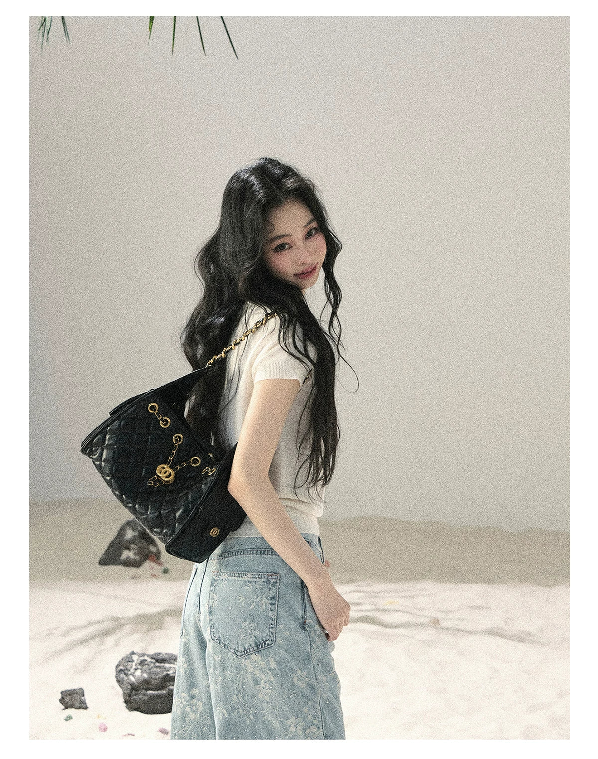 "Morning Dew & Evening Breeze" Cheese White One-Shoulder Polka Dot Crop Top