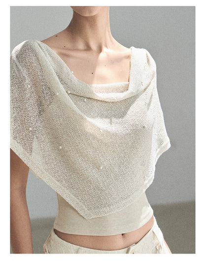 "The Scent of Soapberry" Dutch Cream Beaded Sheer Cover-Up Set