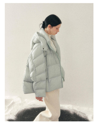 少也眼 "Thawing Snow Realm" Matte Nylon Down Puffer Jacket - Glacier Blue