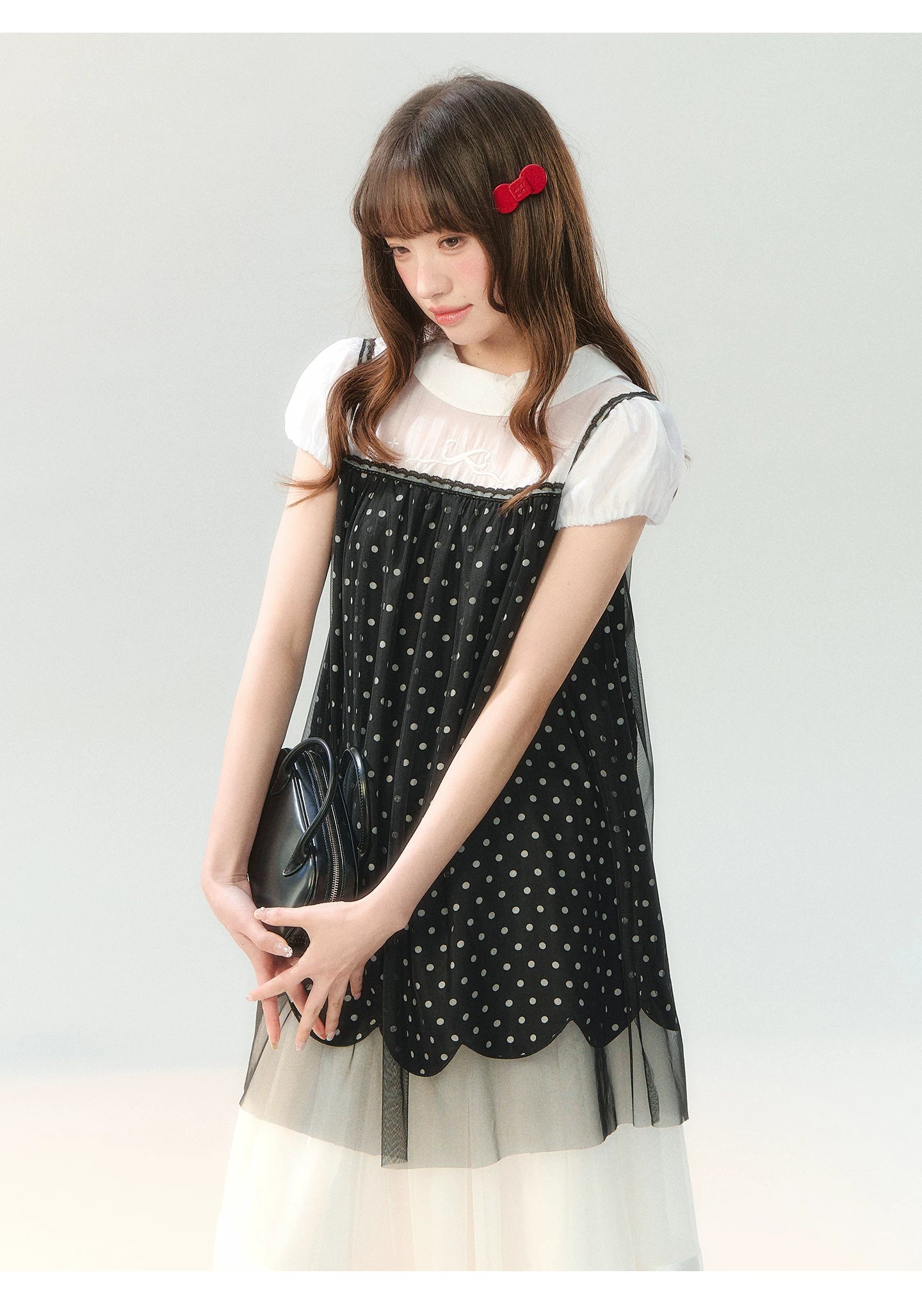 "Black Tulle Reverie" Polka Dot Puff Skirt Set PP2026227