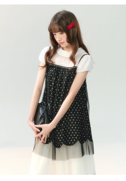 "Black Tulle Reverie" Polka Dot Puff Skirt Set PP2026227