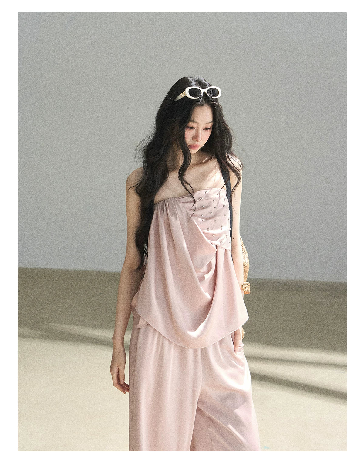 "Summer Rain at Dusk" Dusty Rose Satin Two-Piece Set