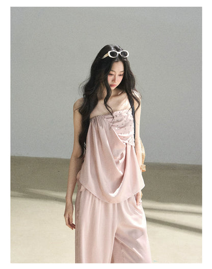 "Summer Rain at Dusk" Dusty Rose Satin Two-Piece Set
