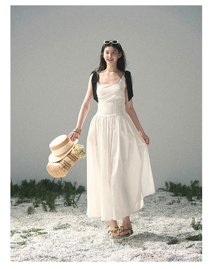 "Whispered Spring Midnight" Gardenia White Maxi Sundress 84545