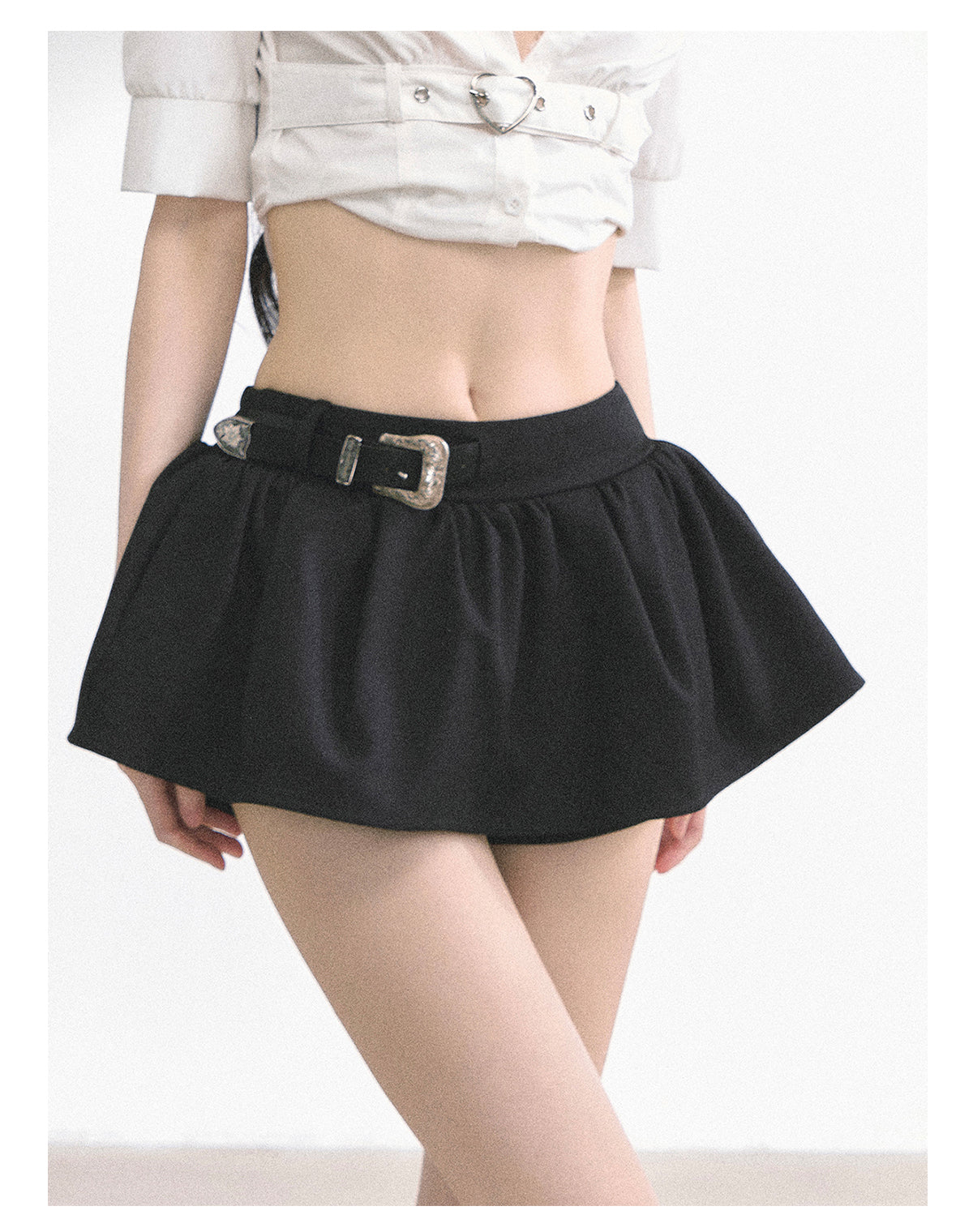 少也眼 "Annie Academy" A-Line Puff Mini Skirt - Black