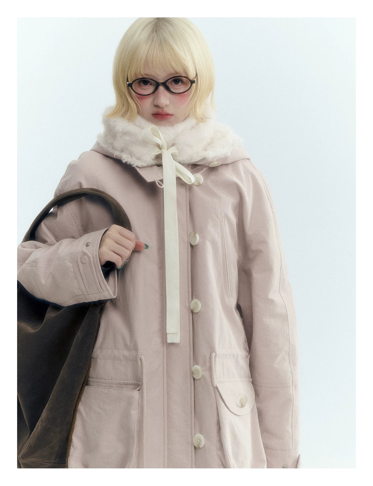 Horridale - [FREE GIFT] Vintage Bow-Tie Faux Fur Collar Scarf (Cream White / Brown)