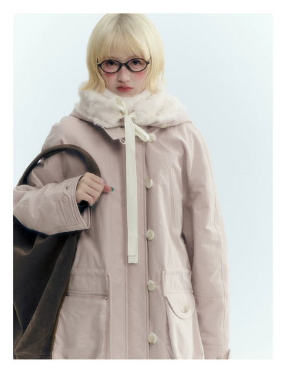 Horridale - [FREE GIFT] Vintage Bow-Tie Faux Fur Collar Scarf (Cream White / Brown)