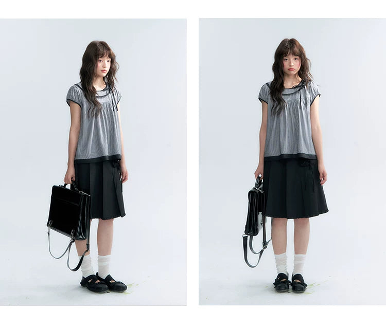 "Midnight Academy" Black Pleated Mini Skirt