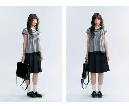 "Midnight Academy" Black Pleated Mini Skirt