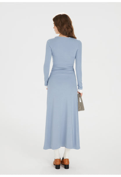 Frog Blue Stitching Lace Dress