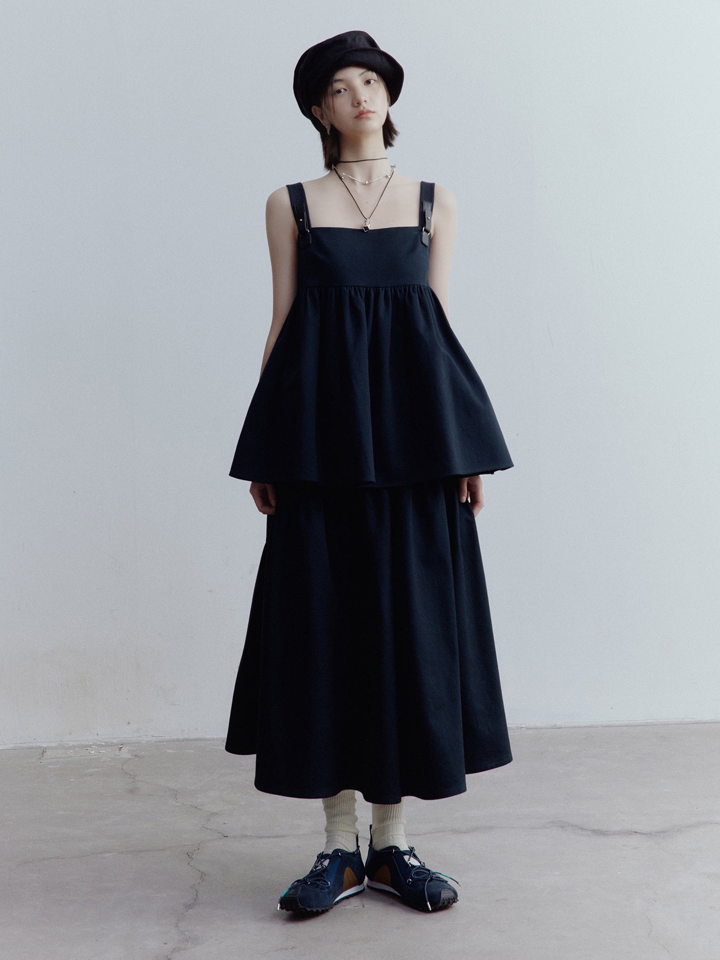 FUSSED Strange Museum Linen Deconstructed Baker Boy Hat – Elegant Black FOFAC-25AW016