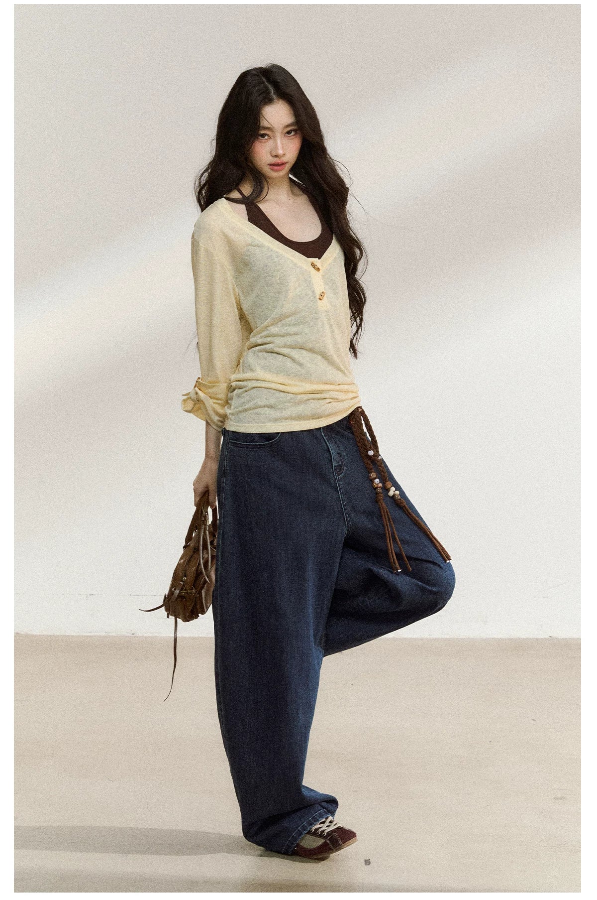 JN's DESIGN - Dark Blue Wide-Leg Vintage Jeans