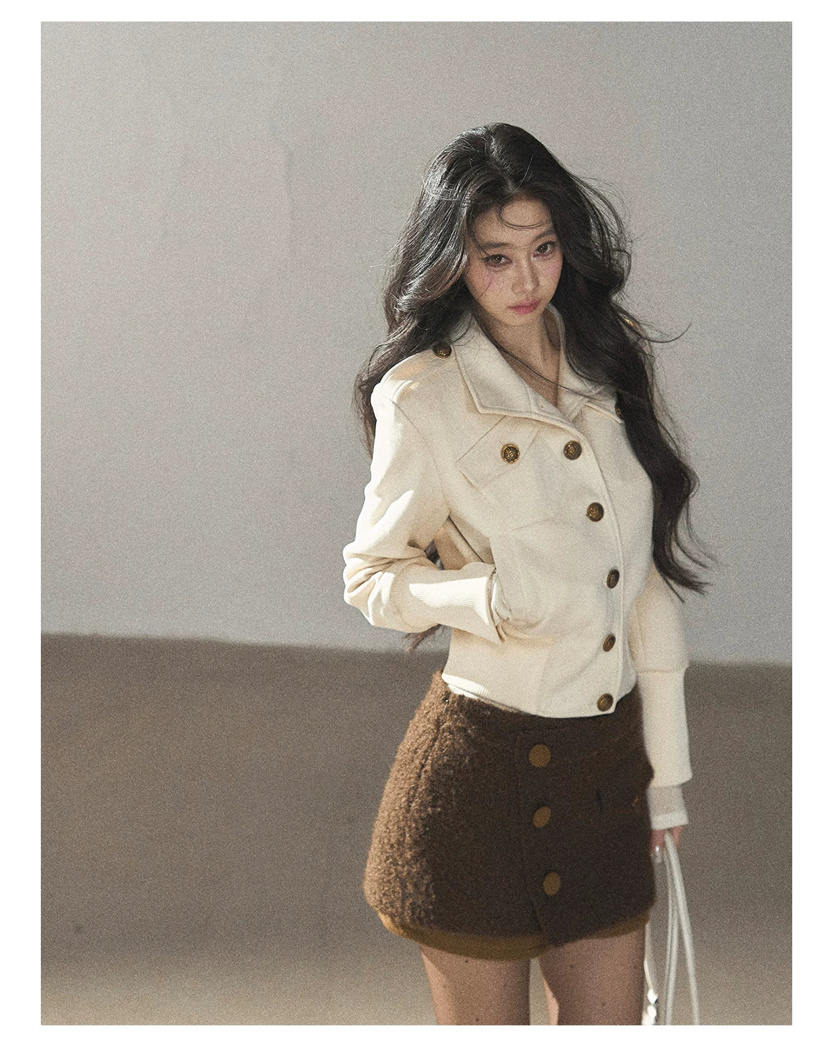 AOMALM - "The Grace of Restraint" Dutch Cheese Faux-Suede Cropped Coat