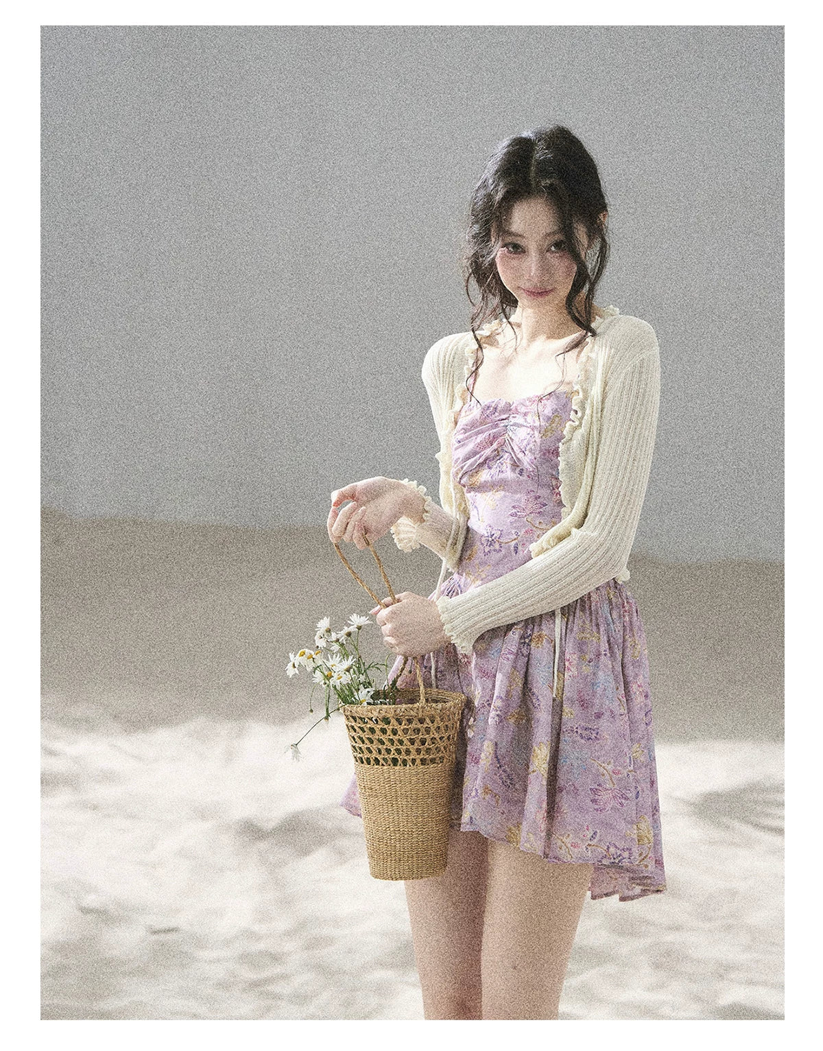 "Iris Bloom" Purple Iris Cami Mini Dress