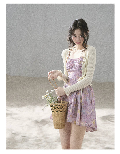 "Iris Bloom" Purple Iris Cami Mini Dress