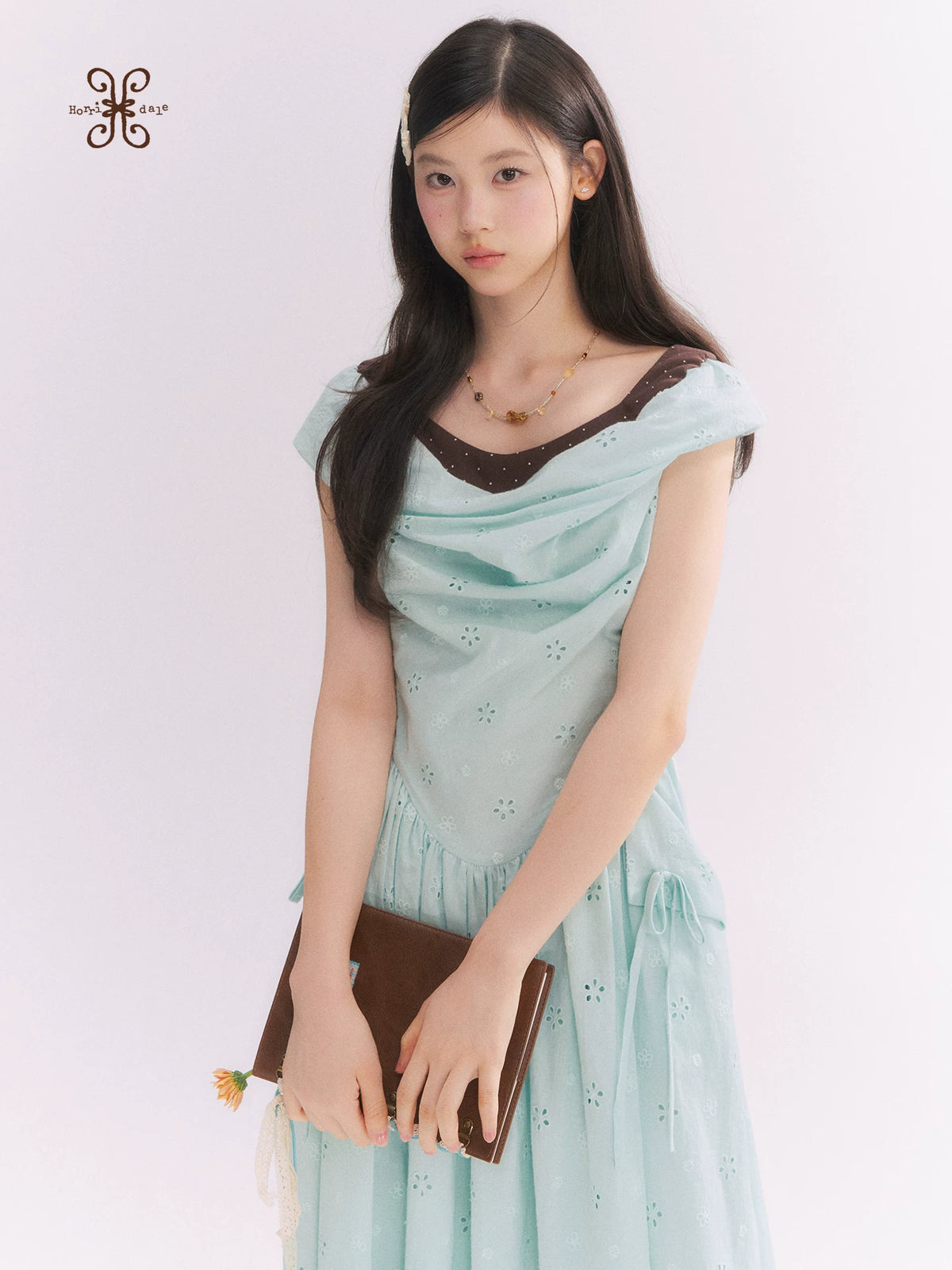 “Heartfelt Rendezvous” Mint Green French Embroidered Cutout Dress