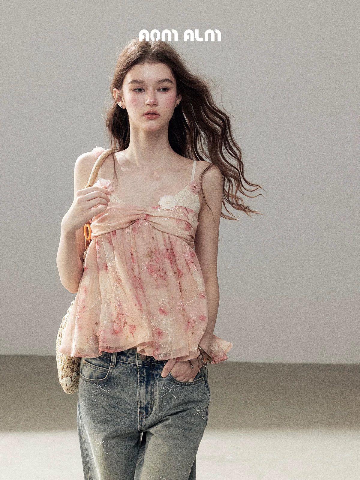 "Passing Through Your Summer" Cinnamon Pink Lace Babydoll Cami