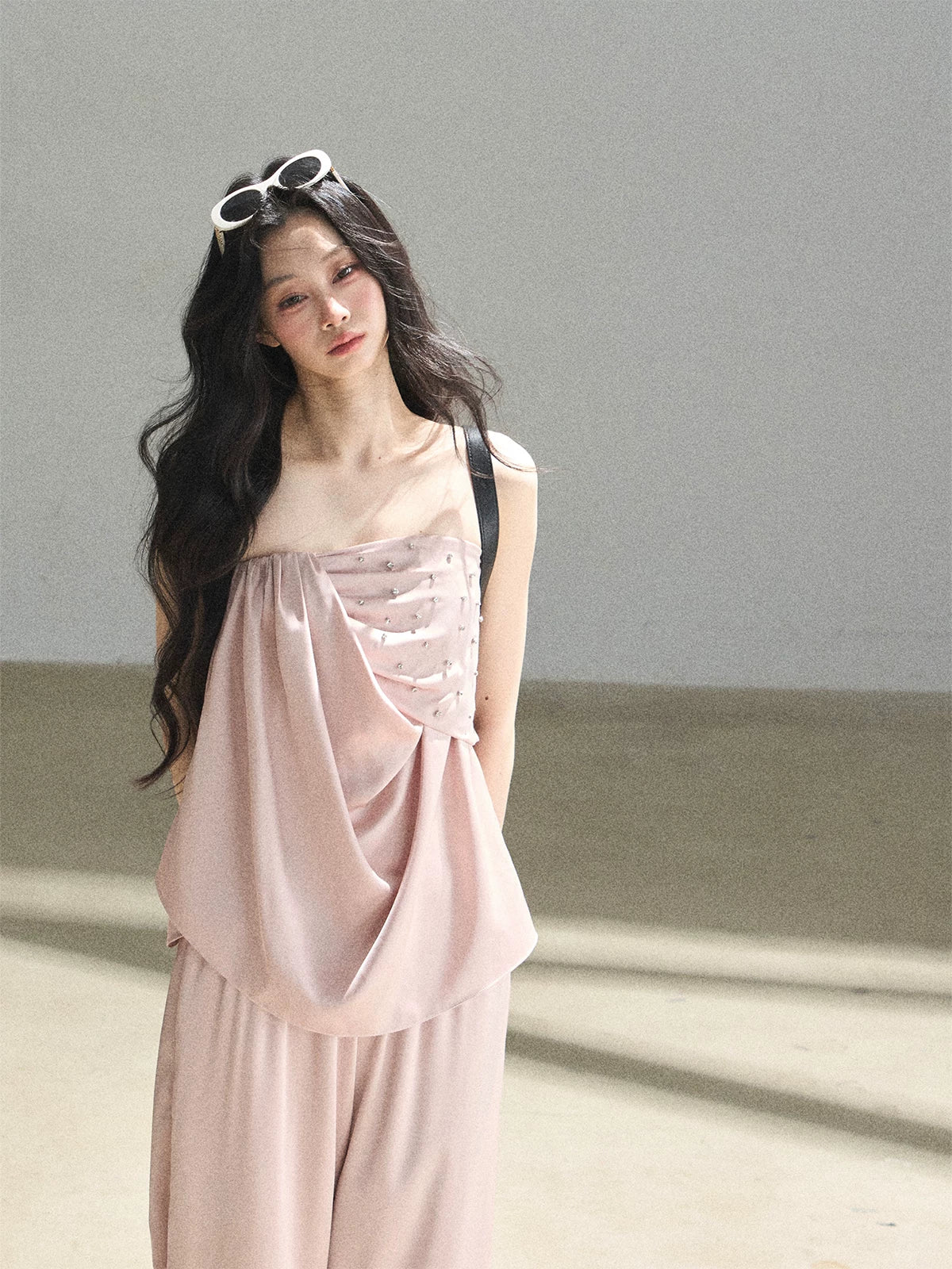 "Summer Rain at Dusk" Dusty Rose Satin Two-Piece Set