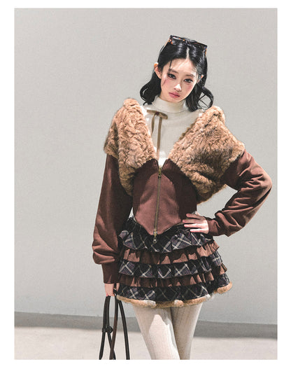 少也眼 "Sleeping with Snow" Short Teddy Fleece Jacket 5468423
