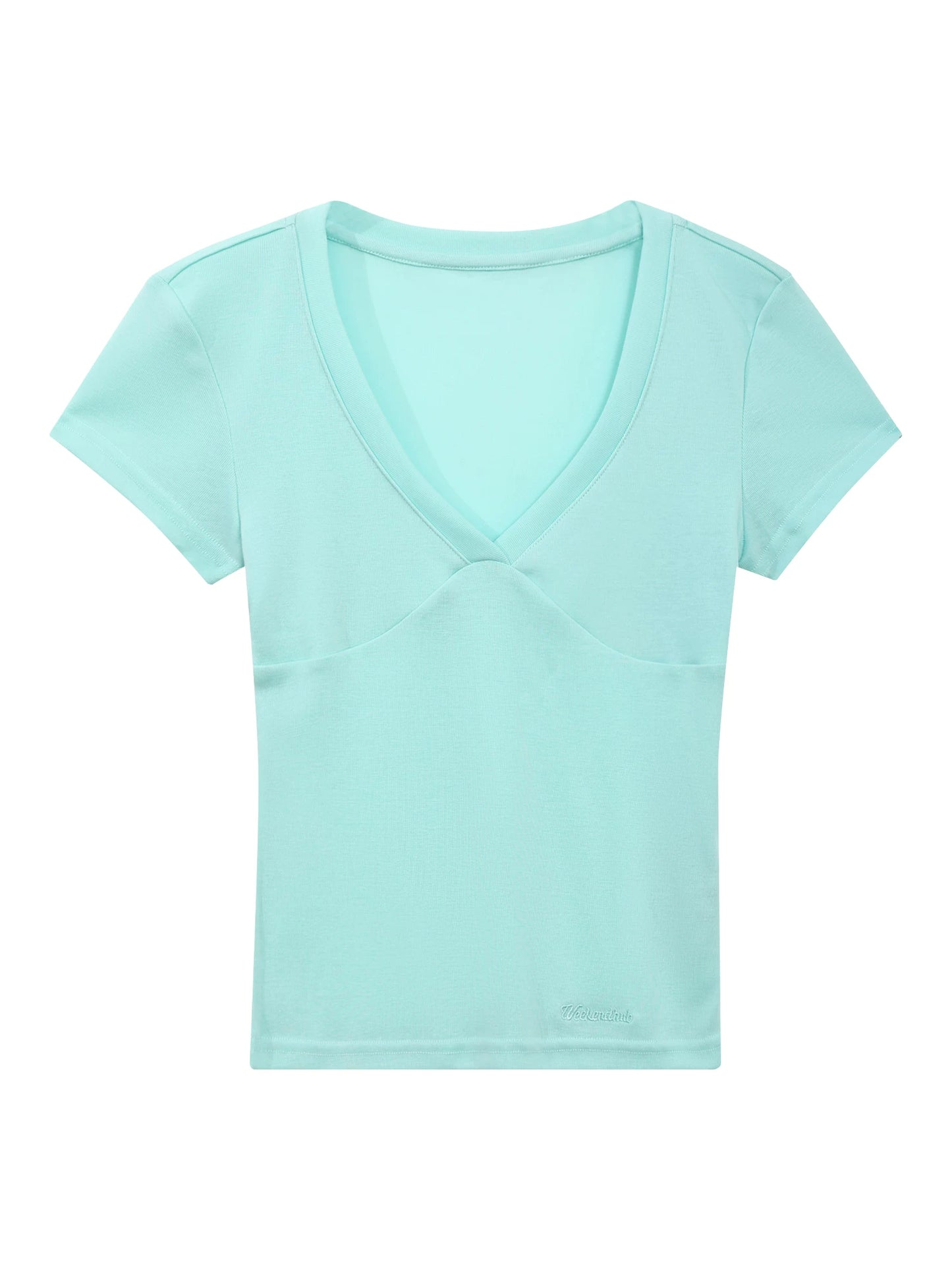 "Signature Arrival" White & Green Layered V-Neck Fitted T-Shirt