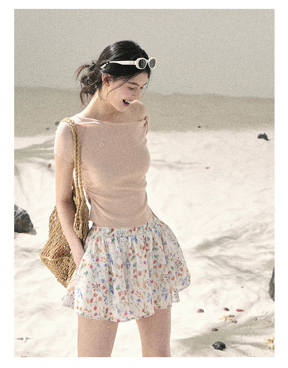 "Shape of the Wind" Soft Pink One-Shoulder Twist Crop Top 6556585