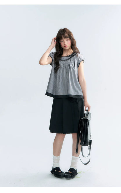 "Midnight Academy" Black Pleated Mini Skirt