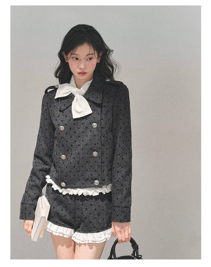 少也眼 “Reef of Memory” Wool Polka-Dot Preppy Two-Piece Set 1118