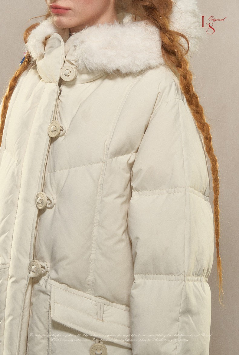Campus Cozy Greige Hooded Down Jacket 1G1024Y118