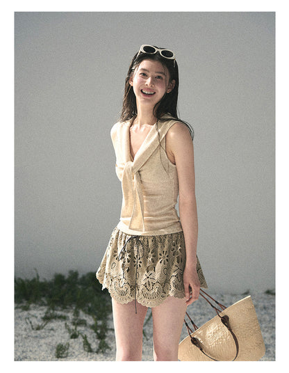 “Sea Breeze & Wheat Fields” Oatmeal Sailor Collar Top