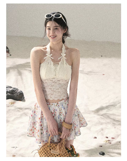"Moss Whisper" Knit Sun Protection Cardigan & Cami Top