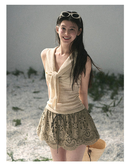 “Sea Breeze & Wheat Fields” Oatmeal Sailor Collar Top